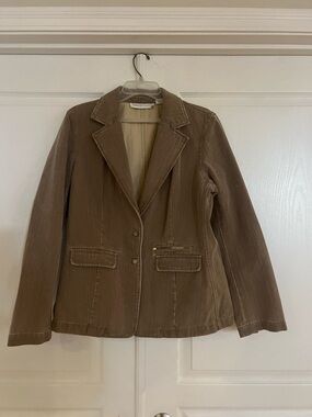 Dana Buchman Brown Denim Textured Blazer Jacket